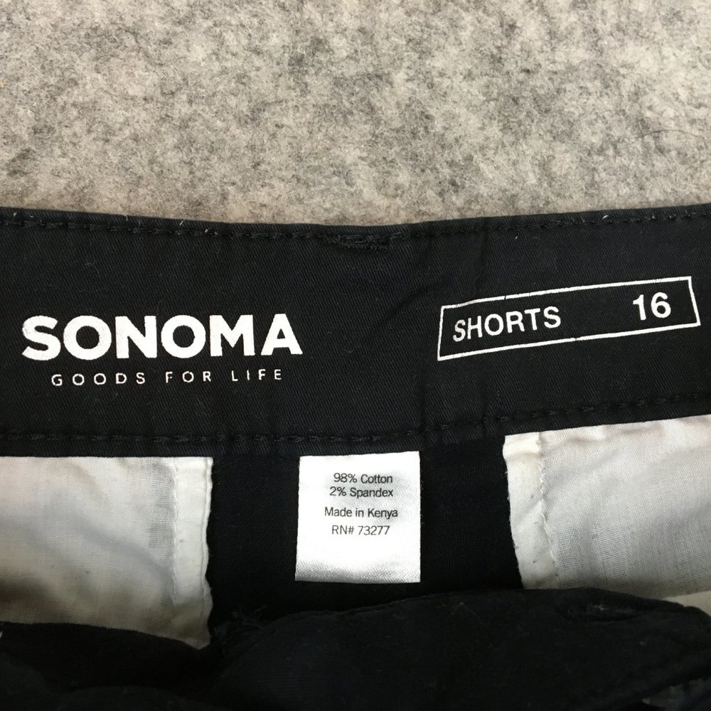 Sonoma Shorts 16 Solid Black Chino Midi Twill Casual Work Uniform Womens Stretch - Picture 8 of 12